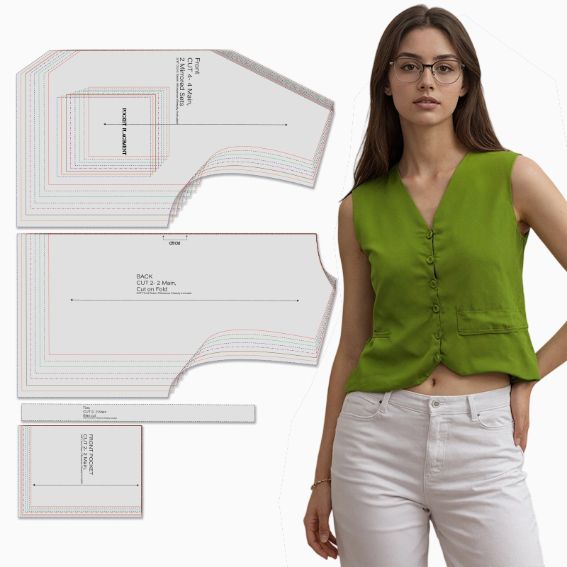 Textile Sewing Patterns - Pola jahit untuk rompi wanita dalam