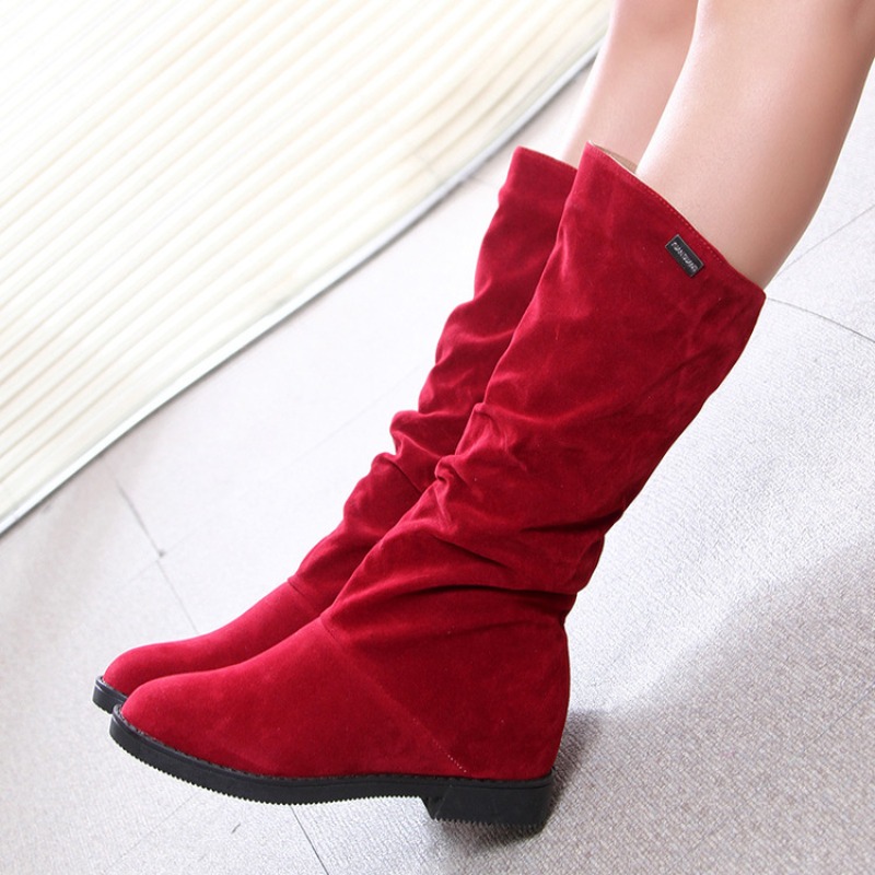Sewing Velvet Fabric - Sepatu Wanita Kasual Sepatu Bot Pertengahan