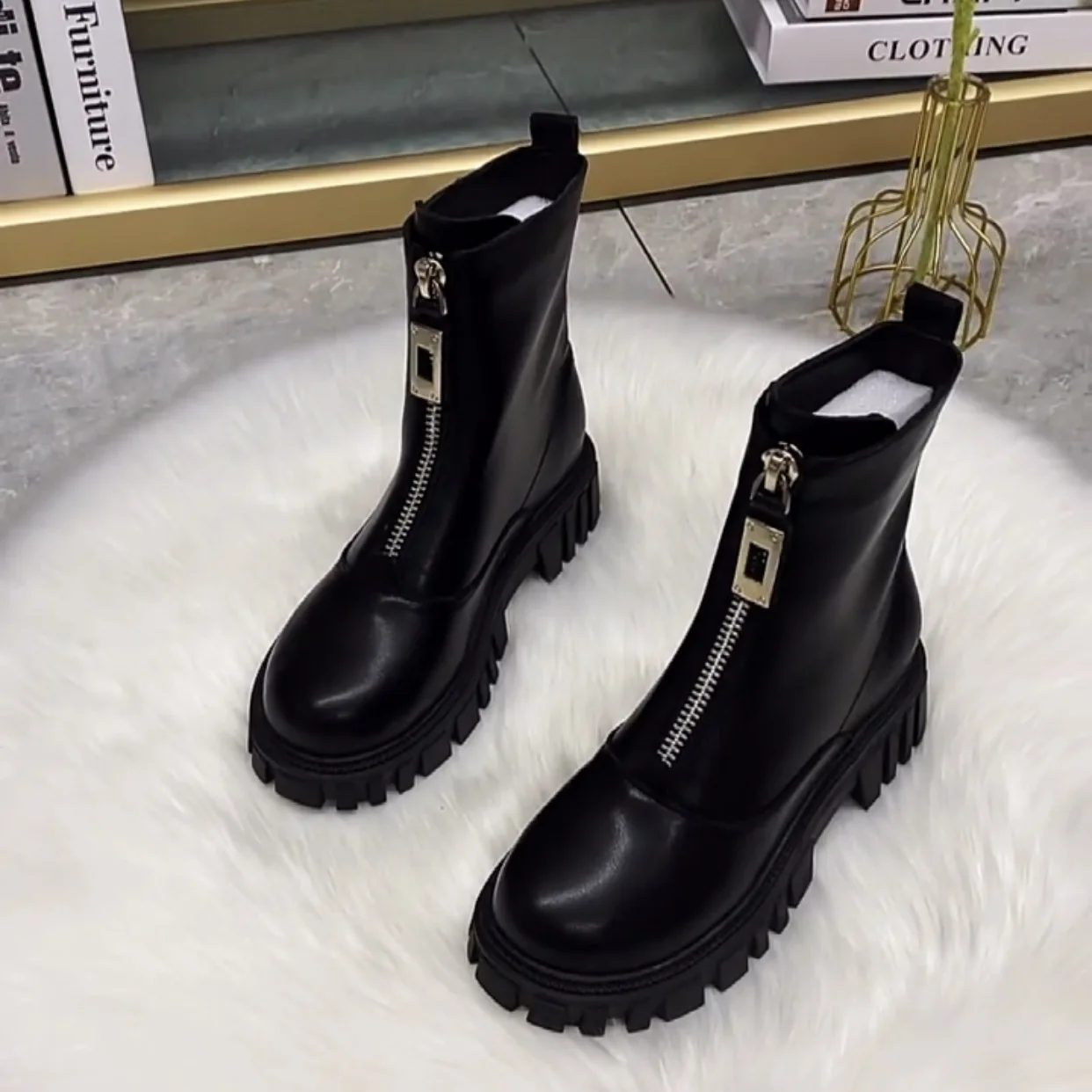Sepatu Bot Wanita Ritsleting D - Sewing Front Zipper ulasan dan harga