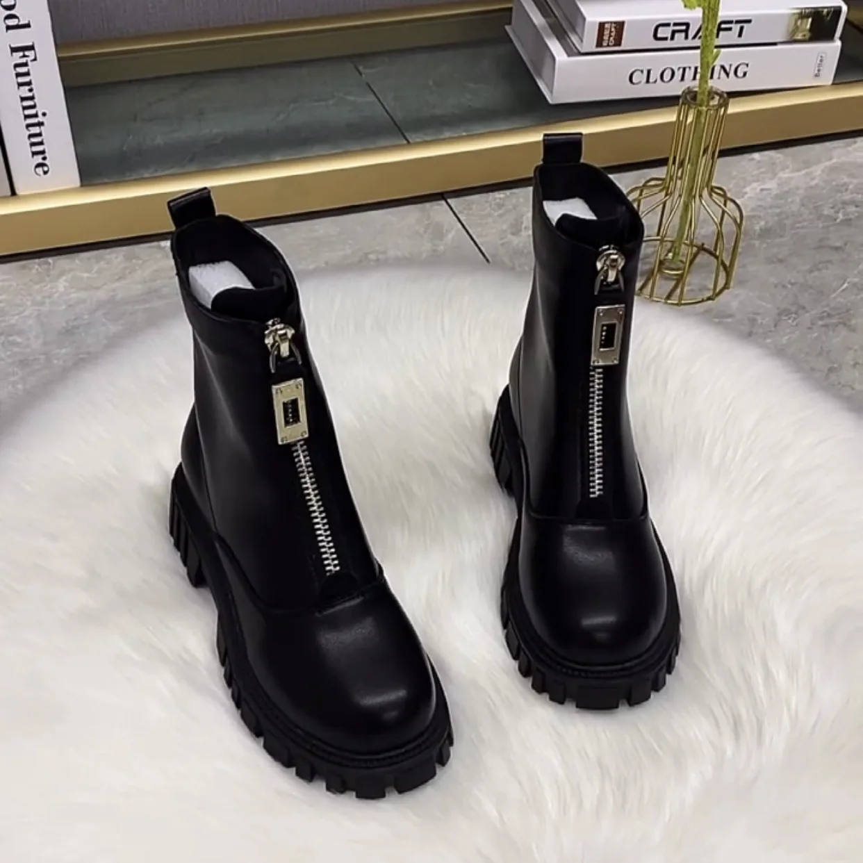Sepatu Bot Wanita Ritsleting D - Sewing Front Zipper ulasan dan harga