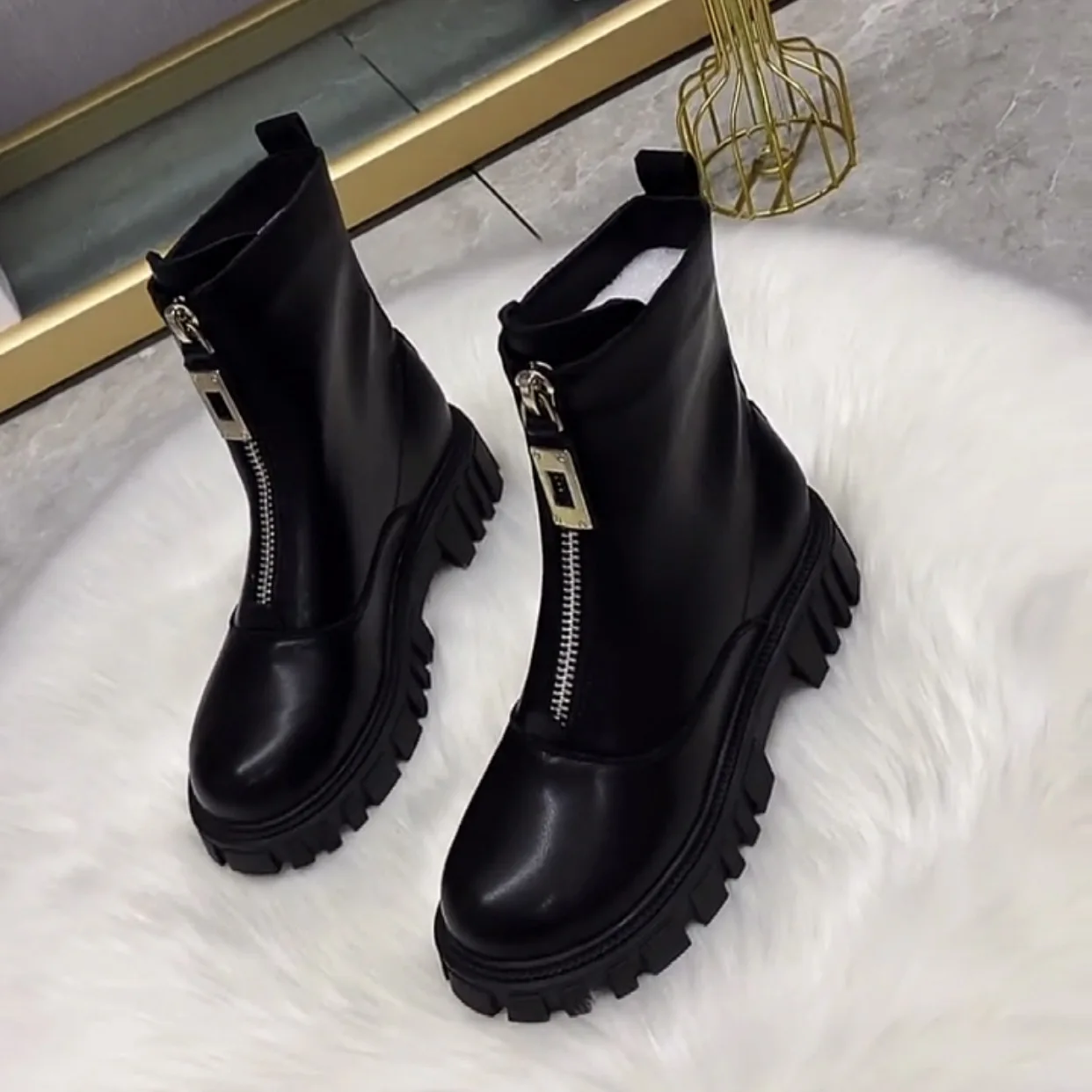 Sepatu Bot Wanita Ritsleting D - Sewing Front Zipper ulasan dan harga