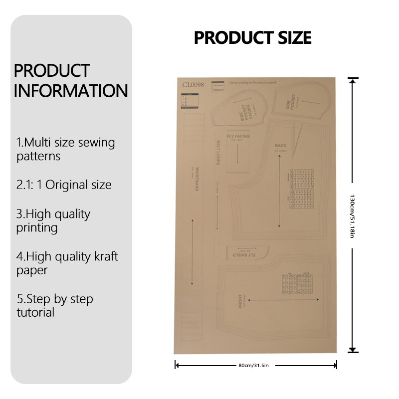 Pola jahit untuk celana pendek - Textile Sewing Patterns ulasan dan harga