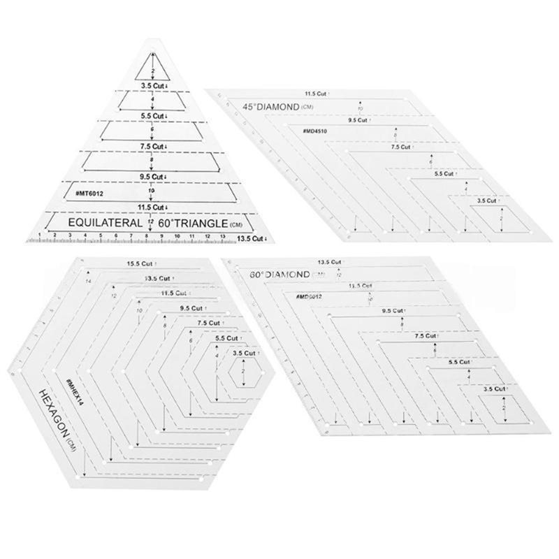 A25F-4 Buah Set Penggaris Quil - Quilting Ruler Square ulasan dan harga