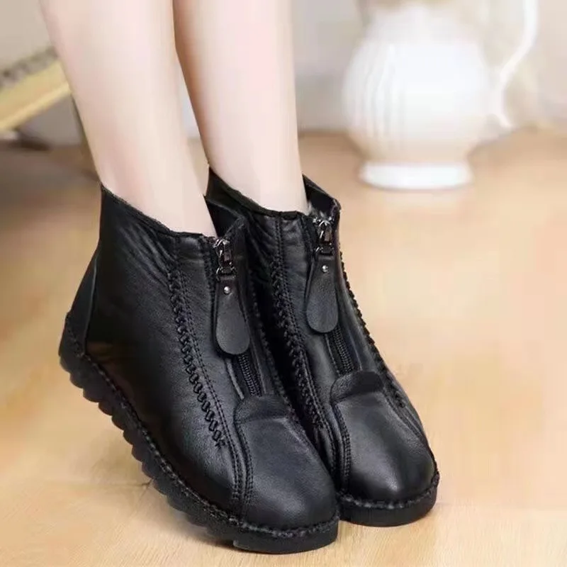 Sepatu Bot Wanita Musim Dingin - Sewing Front Zipper ulasan dan harga