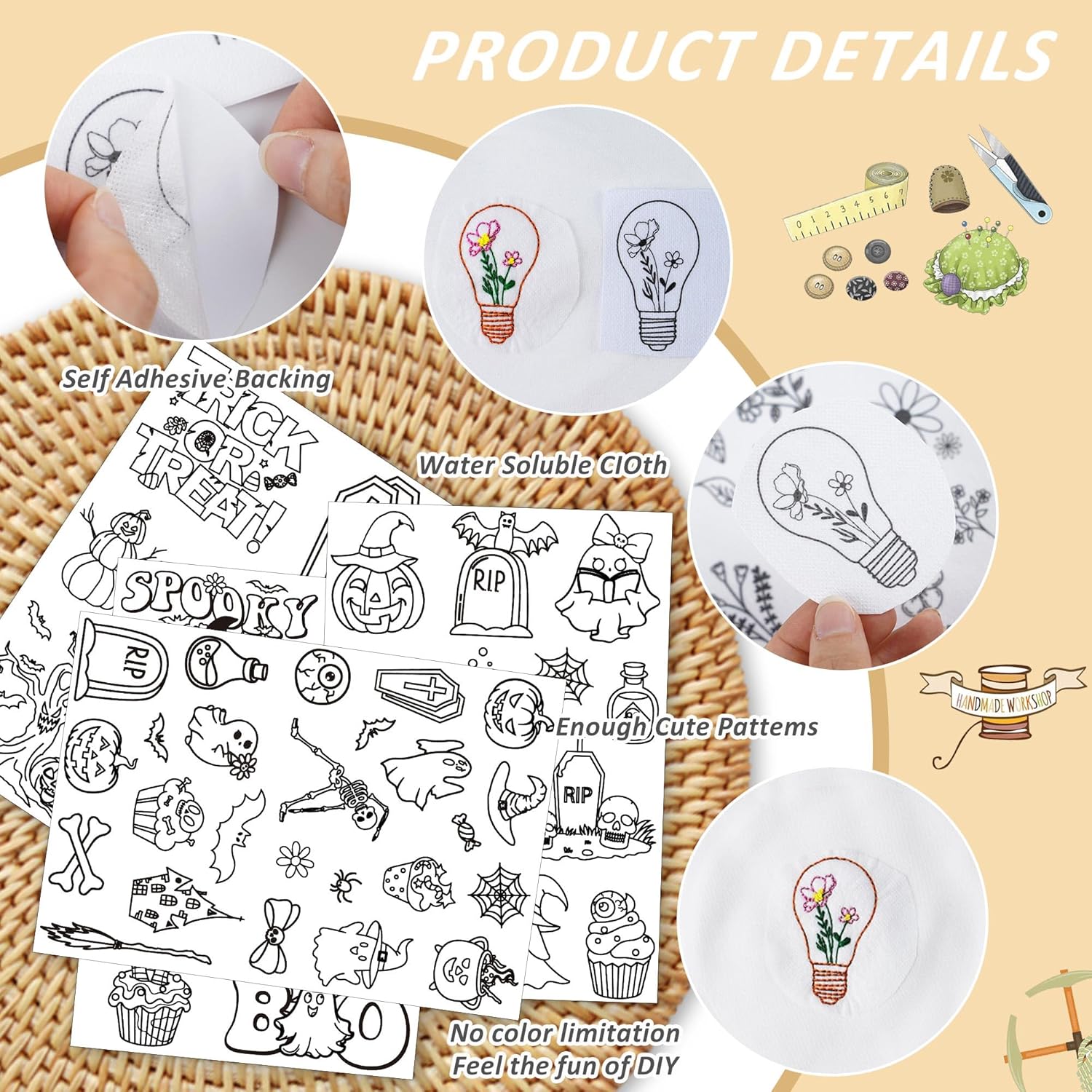Pola Bordir Penstabil Larut Ai - Textile Sewing Patterns ulasan dan harga