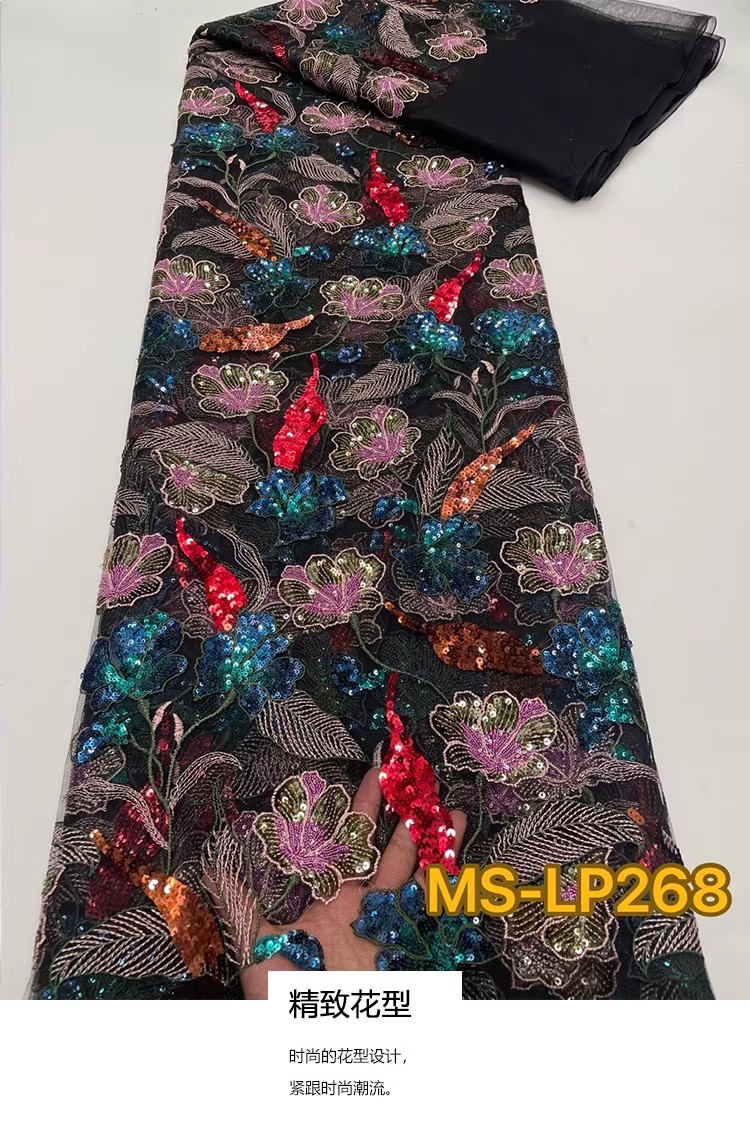 1 yard Kain Bordir Payet Bunga - Sewing Net ulasan dan harga